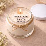 Verda Desing Dünyanın En Iyi Annesi Notlu Kokulu Kavanoz Mum - Özel Notlu Hediyelik Cam Mum - Beyaz - 1 Adet