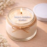Verda Desing Hayat Seninle Güzel Notlu Kokulu Kavanoz Mum - Özel Notlu Hediyelik Cam Mum - Beyaz - 1 Adet