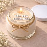 Verda Desing Her Şey Senin Için Notlu Kokulu Kavanoz Mum - Özel Notlu Hediyelik Cam Mum - Beyaz - 1 Adet