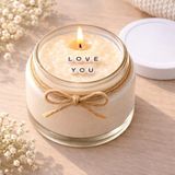 Verda Desing Love You Notlu Kokulu Kavanoz Mum - Özel Notlu Hediyelik Cam Mum - Beyaz - 1 Adet