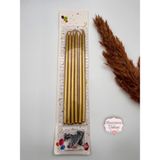 Verda Desing Metalik Altın Gold Uzun Çubuk Pasta Mumu 20 cm 6 Lı Set - 1