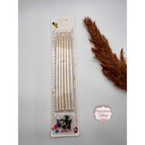 Verda Desing Metalik Beyaz Sedef Inci Uzun Çubuk Pasta Mumu 20 cm 6 Lı Set - 1