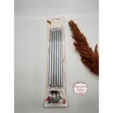Verda Desing Metalik Gümüş Silver Uzun Çubuk Pasta Mumu 20 cm 6 Lı Set - 1