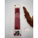 Verda Desing Metalik Kırmızı Uzun Çubuk Pasta Mumu 20 cm 6 Lı Set - 1