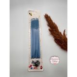 Verda Desing Metalik Mavi Uzun Çubuk Pasta Mumu 20 cm 6 Lı Set - 1
