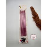Verda Desing Metalik Pembe Uzun Çubuk Pasta Mumu 20 cm 6 Lı Set - 1