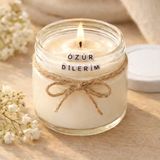 Verda Desing Özür Dilerim Notlu Kokulu Kavanoz Mum - Özel Notlu Hediyelik Cam Mum - Beyaz - 1 Adet