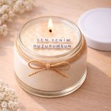Verda Desing Sen Benim Huzurumsun Notlu Kokulu Kavanoz Mum - Özel Notlu Hediyelik Cam Mum - Beyaz - 1 Adet