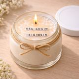Verda Desing Sen Benim Işığımsın Notlu Kokulu Kavanoz Mum - Özel Notlu Hediyelik Cam Mum - Beyaz - 1 Adet