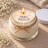 Verda Desing Seni Seçtim Notlu Kokulu Kavanoz Mum - Özel Notlu Hediyelik Cam Mum - Beyaz - 1 Adet