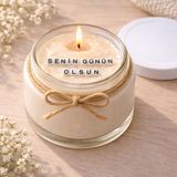 Verda Desing Senin Günün Olsun Notlu Kokulu Kavanoz Mum - Özel Notlu Hediyelik Cam Mum - Beyaz - 1 Adet