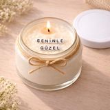 Verda Desing Seninle Güzel Notlu Kokulu Kavanoz Mum - Özel Notlu Hediyelik Cam Mum - Beyaz - 1 Adet