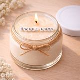 Verda Desing Sweet Love Notlu Kokulu Kavanoz Mum - Özel Notlu Hediyelik Cam Mum - Beyaz - 1 Adet