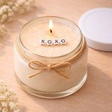 Verda Desing Xoxo Notlu Kokulu Kavanoz Mum - Özel Notlu Hediyelik Cam Mum - Beyaz - 1 Adet