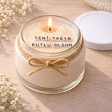 Verda Desing Yeni Yaşın Kutlu Olsun Notlu Kokulu Kavanoz Mum - Özel Notlu Hediyelik Cam Mum - Beyaz - 1 Adet