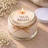 Verda Desing Yerin Dolmaz Notlu Kokulu Kavanoz Mum - Özel Notlu Hediyelik Cam Mum - Beyaz - 1 Adet