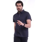 VERDONE Koyu Gri Erkek Gömlek Yaka Düğme Detaylı Normal Kalıp T-shirt