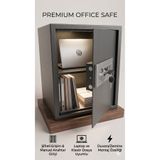 verial 901.52.35.36 Raflı Ofis Çelik Kasa 52x35x36 cm | Duvara Monte Anahtarlı Şifreli Kasa
