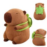 VerLuky Capybara pelüş hayvan, 23 cm kaplumbağa sırt çantalı pelüş hayvan, sevimli su domuzu pelüş hayvan, yetişkinler ve çocuklar için hediye