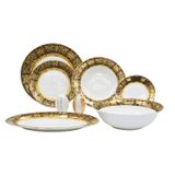 Verna Bone China Porselen Gold&Siyah Desen Detaylı Klasik Yemek Takımı 67 parça