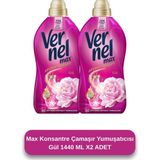Vernel Max Gül Konsantre Yumuşatıcı 1.44L (2'li Set) 60 Yıkama Uzun Süreli Ferahlık - 1,44 lt