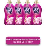 Vernel Max Gül Konsantre Yumuşatıcı 4x1.44L 60 Yıkama Uzun Süreli Ferahlık - 1,4 lt