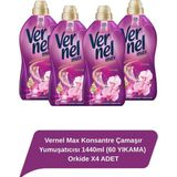 Vernel Max Konsantre Çamaşır Yumuşatıcısı 1440ml (60 YIKAMA) Orkide X4 ADET - 1,4 lt