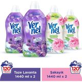 Vernel Max Konsantre Çamaşır Yumuşatıcısı 4 X 1440ml (240 Yıkama) 2 Taze Lavanta + 2 Şakayık