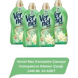 Vernel Max Konsantre Çamaşır Yumuşatıcısı Ihlamur Çiçeği 1440 ML X4 Adet 60 Yıkama Aromaterapi - 1,44 lt