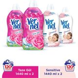 Vernel Max Taze Gül 2x1.44L & Vernel Max Sensitive 2x1.44L (4'lü Set) - 5,76 lt