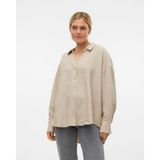 Vero Moda 10316389 Polo V Yaka Dugmelı Uzun Kol Gomlek - S - Bej