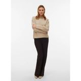 Vero Moda Bej Kadın Balıkçı Yaka Kazak Vmfelıze Ls Hıgh Neck Pullover Boo - Krem - XS