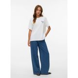 Vero Moda Beyaz Kadın Baskılı T-Shirt Vmvera Caty Ss Top Box Jrs - Beyaz - Sarı
