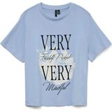 Vero Moda Buz Mavisi Kadın Baskılı T-Shirt VMYMA METTE SS TOP BOX JRS