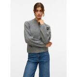 Vero Moda Fermuarlı Yaka Normal Gri Kazak Kadın Vmbang Ls Hıgh Neck Zıp Cardıgan Bo - XL