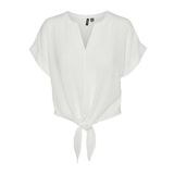 VERO MODA Kadın VMGABBI SS CROPPED TIE TOP WVN GA Tişört Beyaz M
