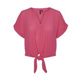 VERO MODA Kadın VMGABBI SS CROPPED TIE TOP WVN GA Tişört Pembe M