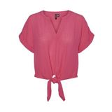 VERO MODA Kadın VMGABBI SS CROPPED TIE TOP WVN GA Tişört Pembe S
