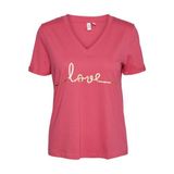 VERO MODA Kadın VMKLOVE S/S V-NECK tişört JRS BTQ GA Tişört Pembe S