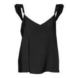 VERO MODA Kadın VMQUEENY FRILL SINGLET WVN GA Tişört Siyah M