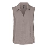 VERO MODA Kadın VMQUEENY SL SHIRT WVN GA Gömlek Koyu Bej M