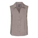 VERO MODA Kadın VMQUEENY SL SHIRT WVN GA Gömlek Koyu Bej S