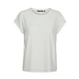 VERO MODA Kadın VMTASSA SS TOP JRS GA Tişört Beyaz M