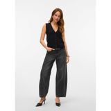 Vero Moda Kadın Yüksek Bel Düz Paça Denim Pantolon, Siyah, 28/32
