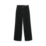 Vero Moda Kadın Yüksek Bel, Geniş Paça, Koyu Gri Denim Pantolon, 29-32