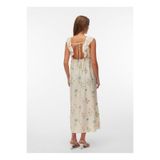 Vero Moda Krem Kadın Standart Elbise VMJOSIE SL ANKLE FRILL DRESS WVN GA