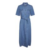 Vero Moda Medium Blue Denim Kadın Uzun Elbise VMVIO 2/4 REG 7/8 SHIRT DRESS YO337