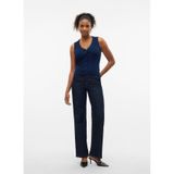 Vero Moda V Yaka Dar Lacivert Kazak Kadın VMWILLOW SL V-NECK POLO TOP