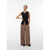 Vero Moda Yuvarlak Yaka Standart Düz Siyah Kadın Kazak Vmsaba Sl O-Neck Button Vest Btq