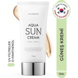 Verobene Aqua Sun Cream Su Bazlı Nemlendirici SPF50+ PA+++ Kore 70 ml Güneş Kremi